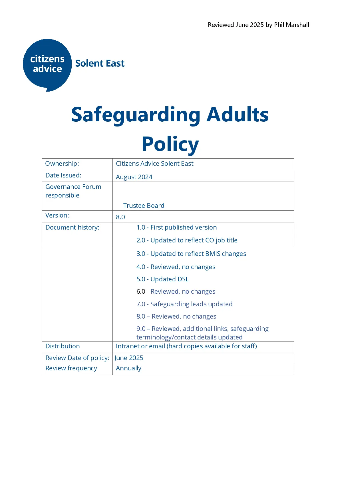 Safeguarding Adults Policy